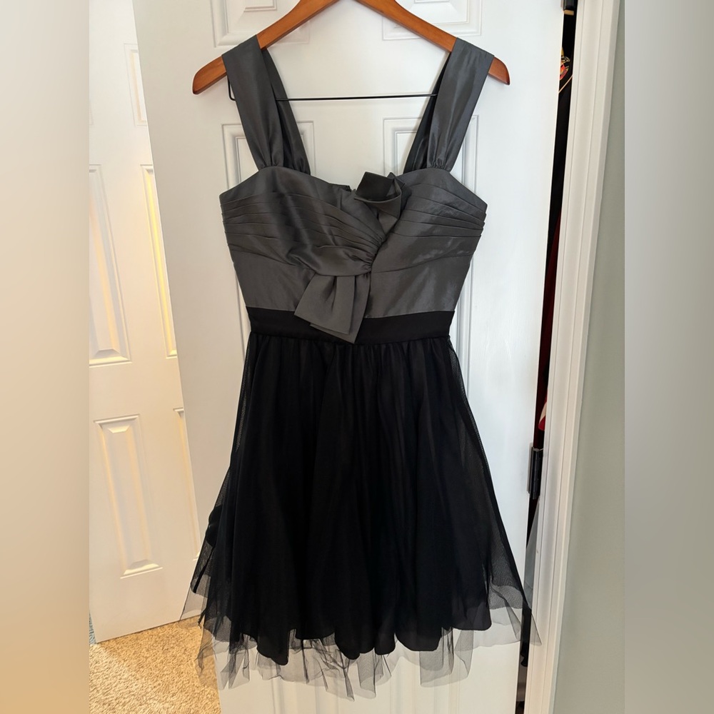 Max and Cleo Women’s Dress |  Size 4  Silver Gray Tulle Skirt Black